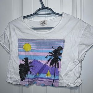 Palm Trees Sunset Pastel Crop Top